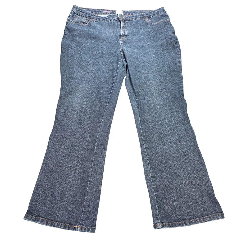 St. John's Bay Bootcut Jeans Women's Size 20W Dark Wash Blue Stretch High Rise